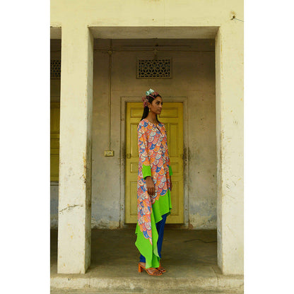 Swati Vijaivargie Rajanigandha Asymmetrical Kurta and Pant (Set of 2)