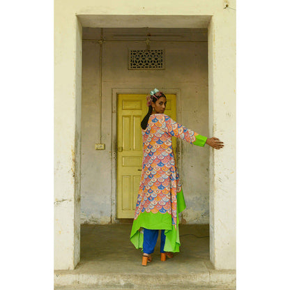 Swati Vijaivargie Rajanigandha Asymmetrical Kurta and Pant (Set of 2)