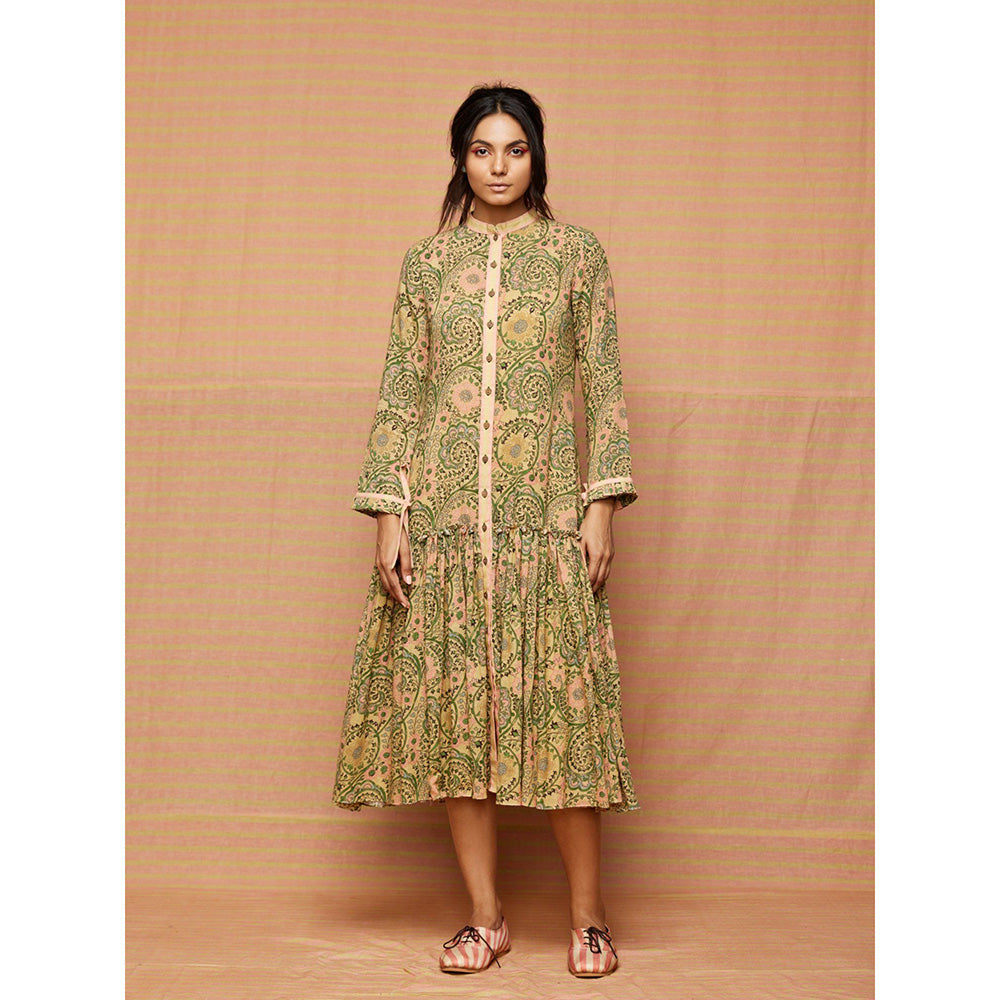 Swati Vijaivargie Green Emma Zaal Gathered Dress