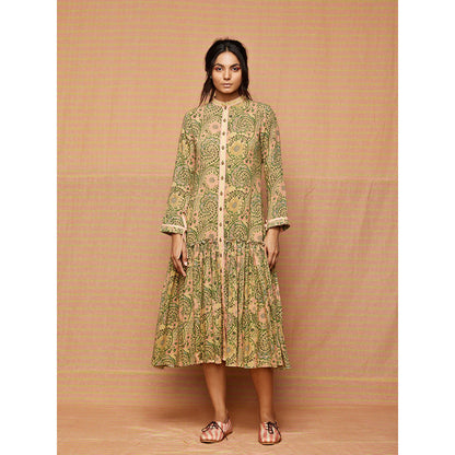 Swati Vijaivargie Green Emma Zaal Gathered Dress