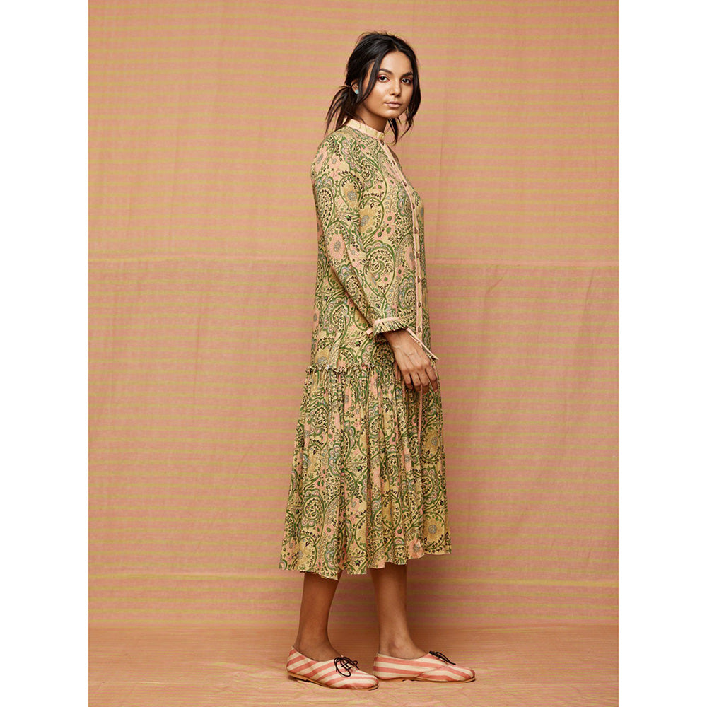 Swati Vijaivargie Green Emma Zaal Gathered Dress