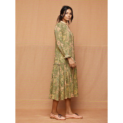 Swati Vijaivargie Green Emma Zaal Gathered Dress