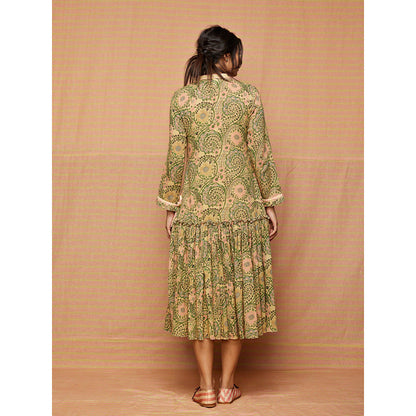 Swati Vijaivargie Green Emma Zaal Gathered Dress