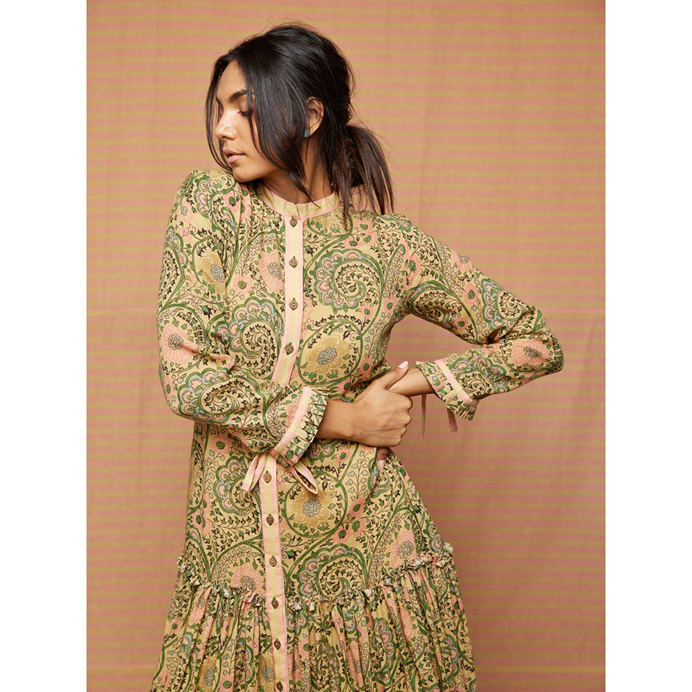 Swati Vijaivargie Green Emma Zaal Gathered Dress