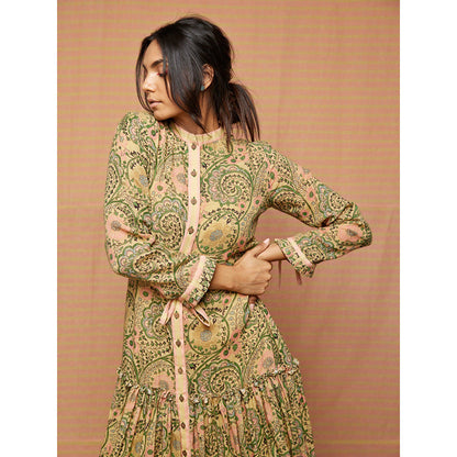 Swati Vijaivargie Green Emma Zaal Gathered Dress