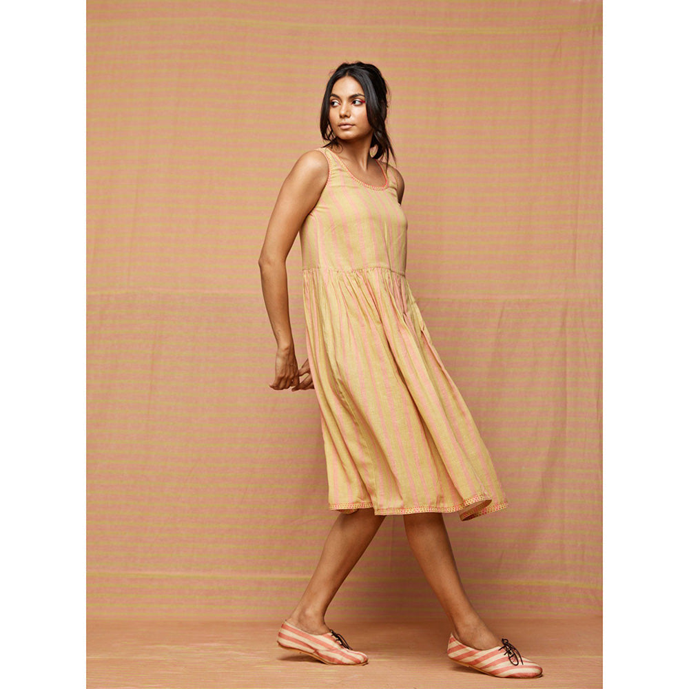 Swati Vijaivargie Beige Caroline Gathered Dress With Pockets