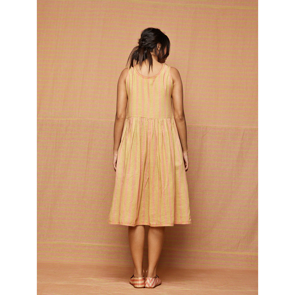 Swati Vijaivargie Beige Caroline Gathered Dress With Pockets