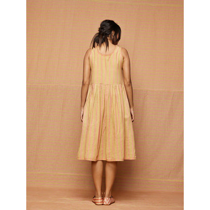 Swati Vijaivargie Beige Caroline Gathered Dress With Pockets