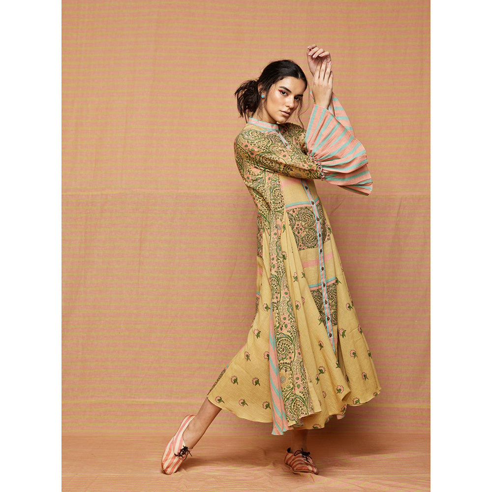 Swati Vijaivargie Hazel Print Blocked Paneled Anarkali Kurta