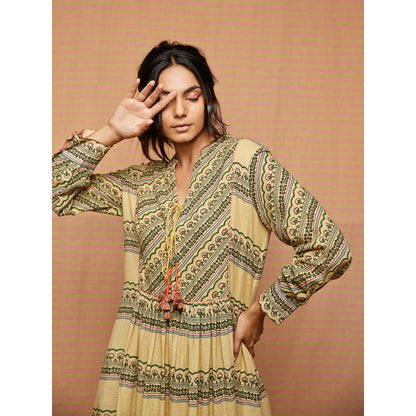 Swati Vijaivargie Beige Etta Gathered Dress