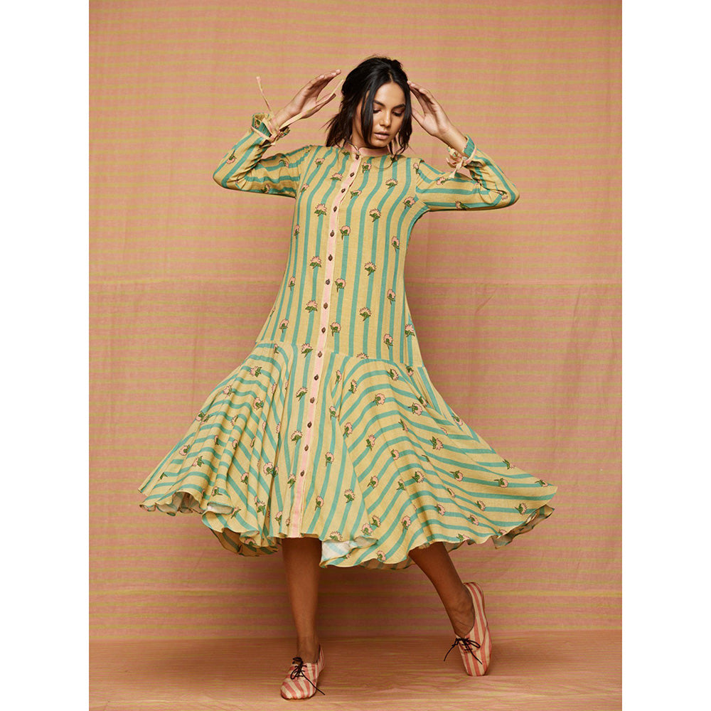 Swati Vijaivargie Ella Bud Striped Flared Dress