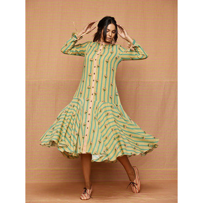Swati Vijaivargie Ella Bud Striped Flared Dress