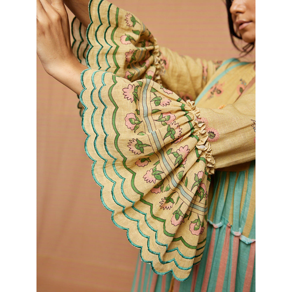 Swati Vijaivargie Edie Striped Floral Tiered Dress