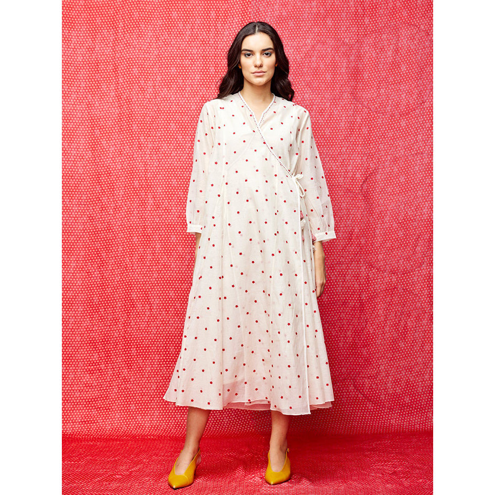 Swati Vijaivargie Rose White With Red Buti Angrakha