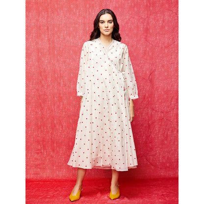 Swati Vijaivargie Rose White With Red Buti Angrakha