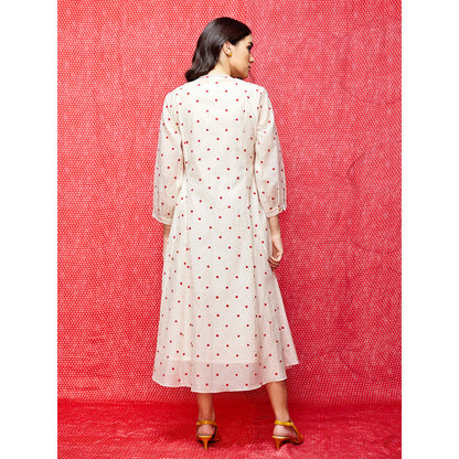 Swati Vijaivargie Rose White With Red Buti Angrakha