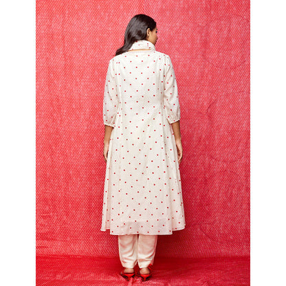 Swati Vijaivargie Rose White With Red Buti Kurta