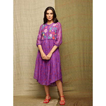 Swati Vijaivargie Rose Purple Multi Applique Dress