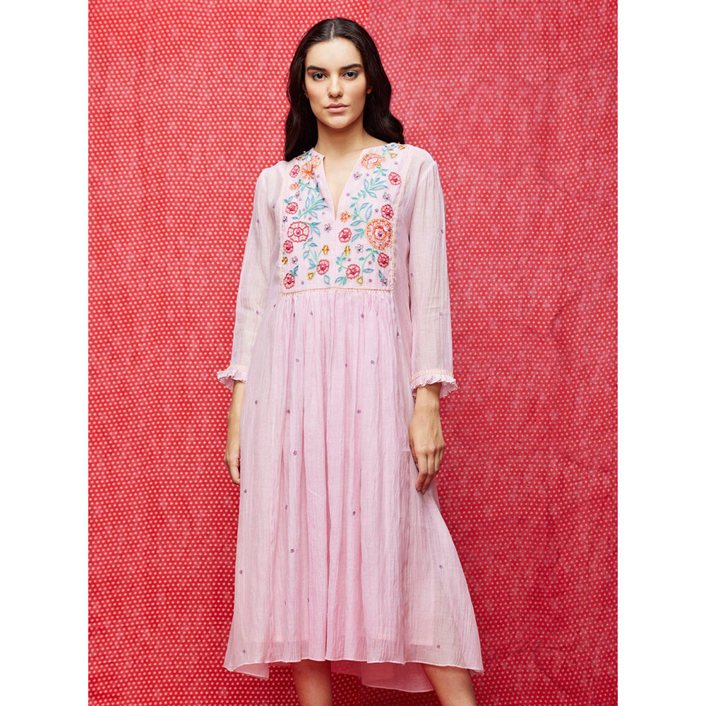 Swati Vijaivargie Rose Pink Embroidered Dress