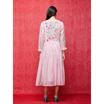 Swati Vijaivargie Rose Pink Embroidered Dress