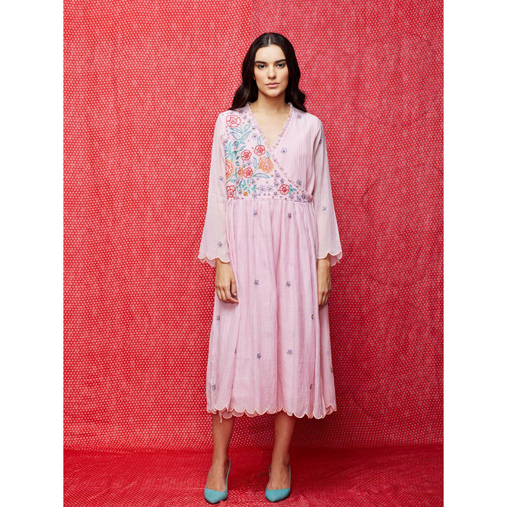 Swati Vijaivargie Rose Pink Embroidered Dress