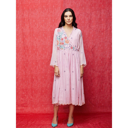 Swati Vijaivargie Rose Pink Embroidered Dress