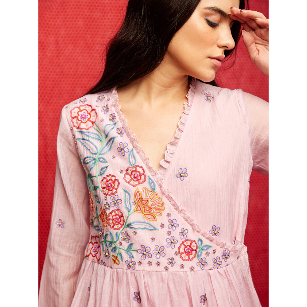 Swati Vijaivargie Rose Pink Embroidered Dress