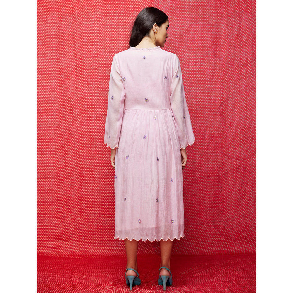 Swati Vijaivargie Rose Pink Embroidered Dress