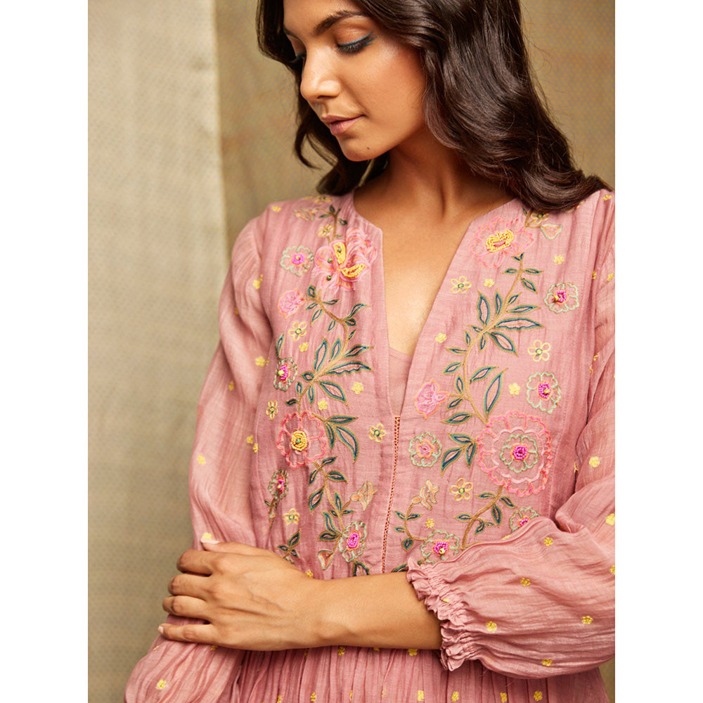 Swati Vijaivargie Rose Blush Embroidered Dress