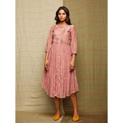 Swati Vijaivargie Rose Blush Embroidered Round Hem Dress