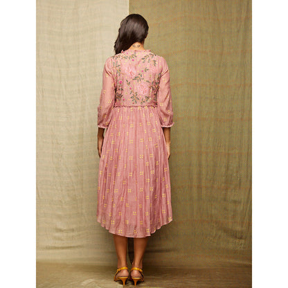 Swati Vijaivargie Rose Blush Embroidered Round Hem Dress