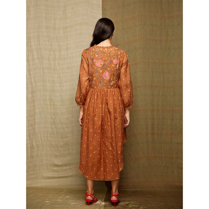 Swati Vijaivargie Rose Brown Embroidered Dress