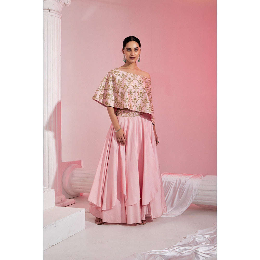 Swati Wadhwani Meraki Silk Embellished Lehenga and Cape Blouse (Set of 2)