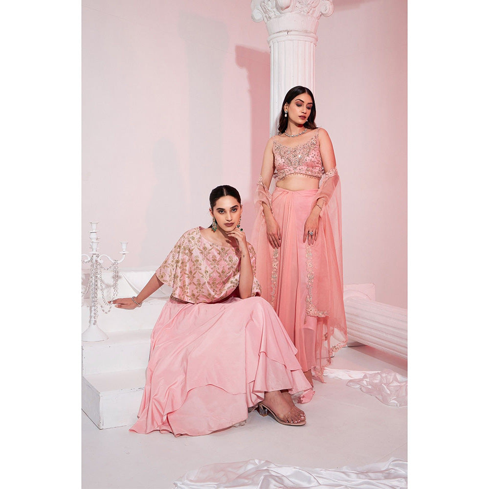 Swati Wadhwani Meraki Silk Embellished Lehenga and Cape Blouse (Set of 2)