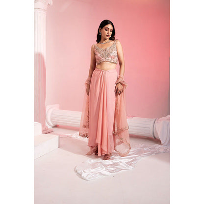 Swati Wadhwani Aafreen Embellished Drape Skirt with Blouse and Cape (Set of 3)