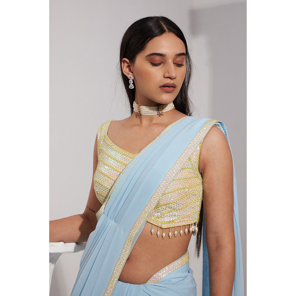 Swati Wadhwani Noori Pre Drape Saree with Stitched Blouse