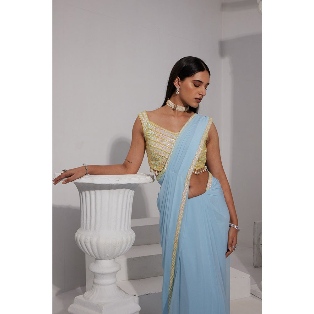 Swati Wadhwani Noori Pre Drape Saree with Stitched Blouse