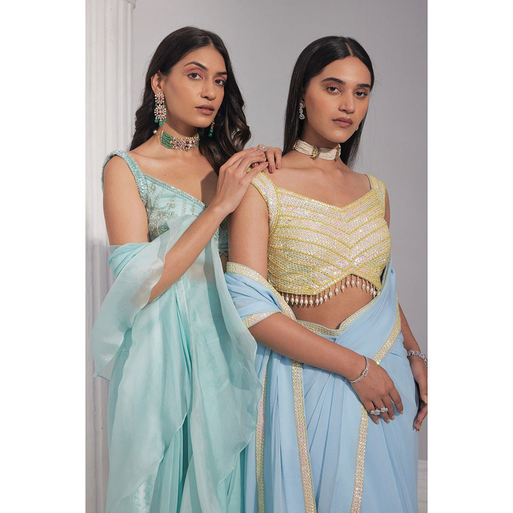 Swati Wadhwani Noori Pre Drape Saree with Stitched Blouse