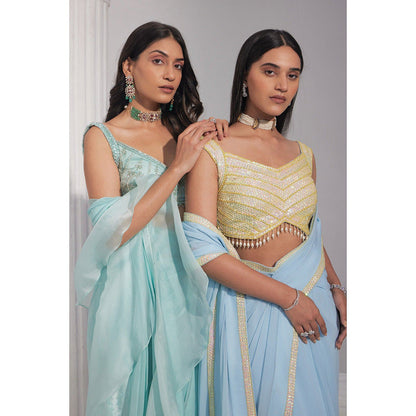 Swati Wadhwani Noori Pre Drape Saree with Stitched Blouse