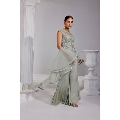 Swati Wadhwani Alyza Embellished Kurti with Palazzo and Ruffle Dupatta (Set of 3)