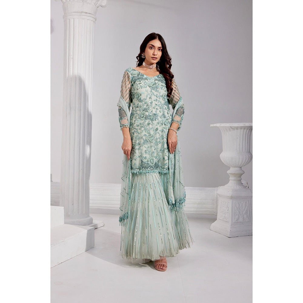 Swati Wadhwani Aabro Hand Embroidered Kurta with Sharara and Dupatta (Set of 3)