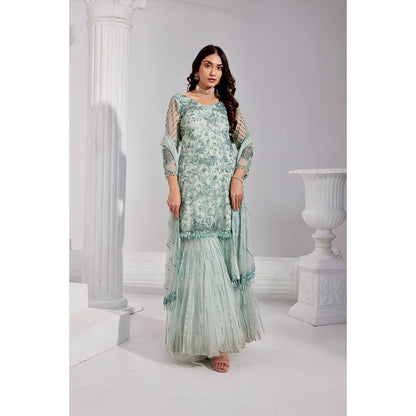 Swati Wadhwani Aabro Hand Embroidered Kurta with Sharara and Dupatta (Set of 3)