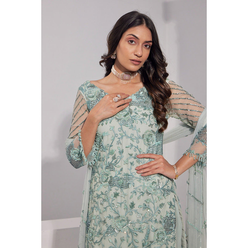 Swati Wadhwani Aabro Hand Embroidered Kurta with Sharara and Dupatta (Set of 3)