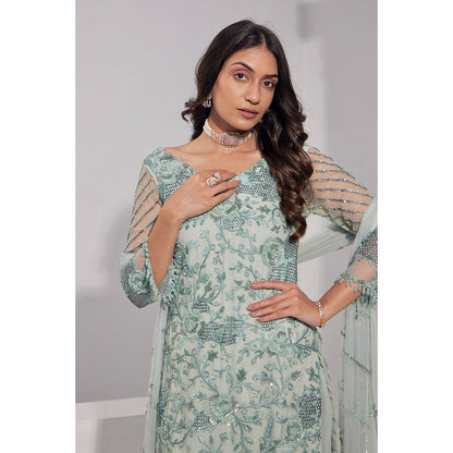 Swati Wadhwani Aabro Hand Embroidered Kurta with Sharara and Dupatta (Set of 3)