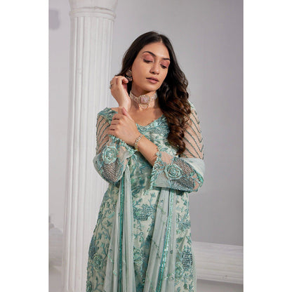 Swati Wadhwani Aabro Hand Embroidered Kurta with Sharara and Dupatta (Set of 3)