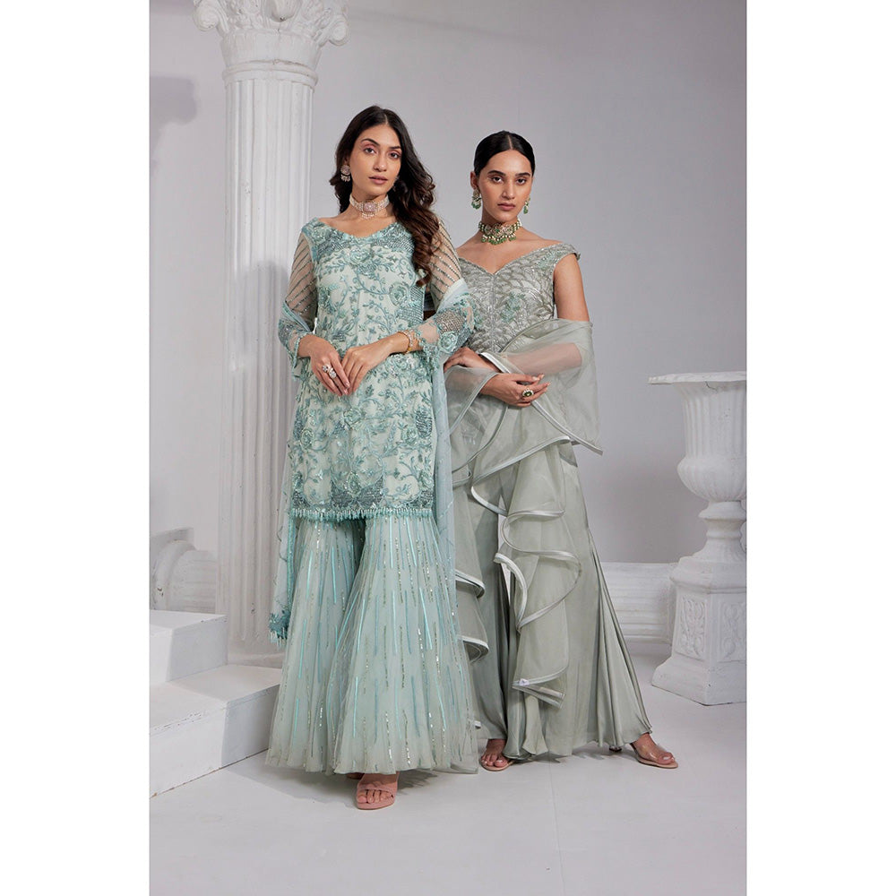 Swati Wadhwani Aabro Hand Embroidered Kurta with Sharara and Dupatta (Set of 3)