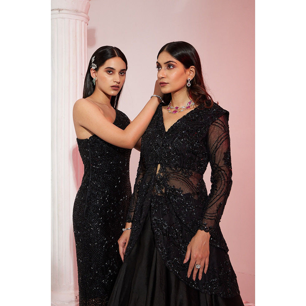 Swati Wadhwani Zinnat Embellished Peplum Jacket and Lehenga (Set of 2)