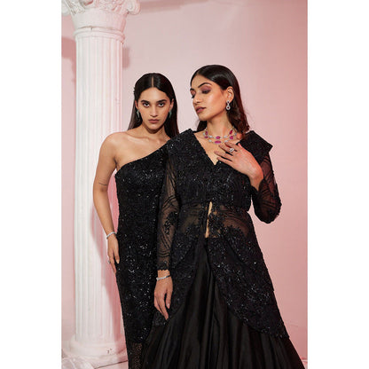 Swati Wadhwani Zinnat Embellished Peplum Jacket and Lehenga (Set of 2)