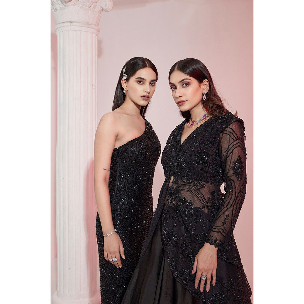 Swati Wadhwani Zinnat Embellished Peplum Jacket and Lehenga (Set of 2)
