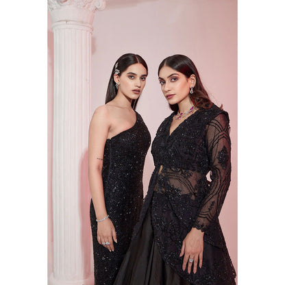 Swati Wadhwani Zinnat Embellished Peplum Jacket and Lehenga (Set of 2)
